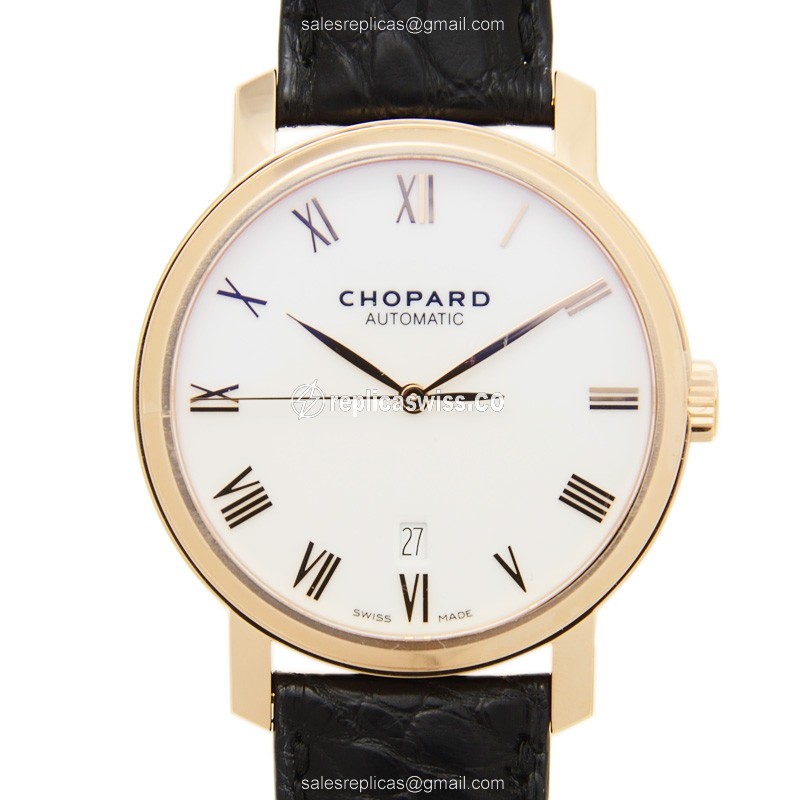 Chopard Classic 161278-5005 - Auto 18kt Rose Gold - White Dial - Black Alligator Buckle - Luxury Replica CLASSIC Watch